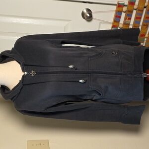 Royal Plush Hi Lo Distressed Grunge Hoodie with  Embroidered/Studded